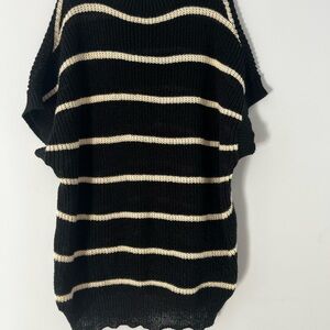 SHEIN Striped short sleeve Sweater in Black and Cream